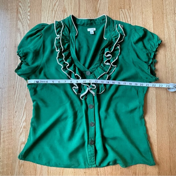 Anthropologie Odille green ruffle blouse size 14 - Picture 10 of 12